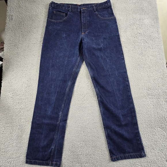 Rasco Mens 38X34 FR Flame Resistant Work Blue Jeans Dark‎ Wash - Picture 2 of 16